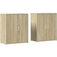 Berkfield Home Sideboards 2 pcs Sonoma Oak 60x31x70 cm Engineered Wood in Light Brown | Size: 60 x 31 x 70 cm