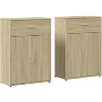 Berkfield Home Sideboards 2 pcs Sonoma Oak 60x30x84 cm Engineered Wood in Light Tan | Size: 60 x 30 x 84 cm