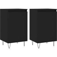 Berkfield Home Sideboards 2 pcs Black 40x35x70 cm Engineered Wood | Size: 40 x 35 x 70 cm