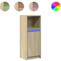 Berkfield Home Sideboard with LED Sonoma Oak 38x34x100 cm Engineered Wood in Light Tan | Size: 38 x 34 x 100 cm