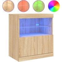 Berkfield Home Sideboard with LED Lights Sonoma Oak 60x37x67 cm in Light Tan | Size: 60 x 37 x 67 cm