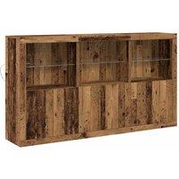Berkfield Home Sideboard with LED Lights Old Wood 181.5x37x100 cm Engineered Wood in Brown
