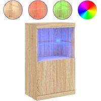 Berkfield Home Sideboard with LED Lights Sonoma Oak 60.5x37x100 cm in Light Tan