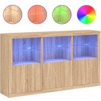 Berkfield Home Sideboard with LED Lights Sonoma Oak 181.5x37x100 cm in Brown