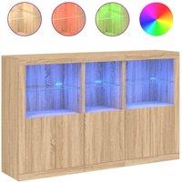 Berkfield Home Sideboard with LED Lights Sonoma Oak 162x37x100 cm in Brown | Size: 162 x 37 x 100 cm