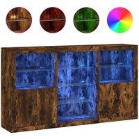 Berkfield Home Sideboard with LED Lights Smoked Oak 181.5x37x100 cm in Brown