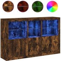 Berkfield Home Sideboard with LED Lights Smoked Oak 162x37x100 cm in Brown | Size: 162 x 37 x 100 cm