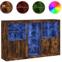 Berkfield Home Sideboard with LED Lights Smoked Oak 162x37x100 cm in Brown | Size: 162 x 37 x 100 cm