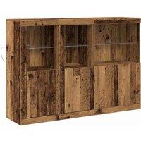 Berkfield Home Sideboard with LED Lights Old Wood 142.5x37x100 cm Engineered Wood in Brown