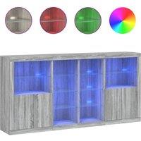 Berkfield Home Sideboard with LED Lights Grey Sonoma 202x37x100 cm | Size: 202 x 37 x 100 cm