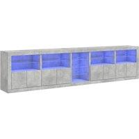 Berkfield Home Sideboard with LED Lights Concrete Grey 283x37x67 cm | Size: 283 x 37 x 67 cm