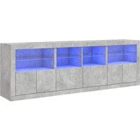Berkfield Home Sideboard with LED Lights Concrete Grey 202x37x67 cm | Size: 202 x 37 x 67 cm