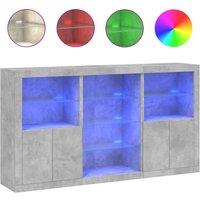 Berkfield Home Sideboard with LED Lights Concrete Grey 181.5x37x100 cm