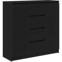 Berkfield Home Sideboard with Drawers Black Oak 100.5x35x98.5 cm Engineered Wood