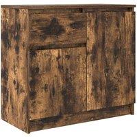 Berkfield Home Sideboard with Drawer Smoked Oak 71x35x65 cm Engineered Wood in Brown | Size: 71 x 35 x 65 cm
