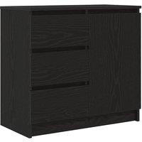 Berkfield Home Sideboard with Drawer Black Oak 71x35x65 cm Engineered Wood | Size: 71 x 35 x 65 cm