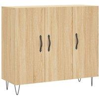 Berkfield Home Sideboard Sonoma Oak 90x34x80 cm Engineered Wood in Light Brown | Size: 90 x 34 x 80 cm