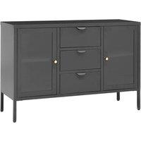 Berkfield Home Sideboard Anthracite 105x35x70 cm Steel & Tempered Glass in Charcoal | Size: 105 x 35 x 70 cm