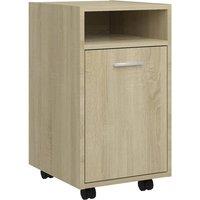 Berkfield Home Side Cabinet with Wheels Sonoma Oak 33x38x60 cm Engineered Wood in Light Oak | Size: 33 x 38 x 60 cm