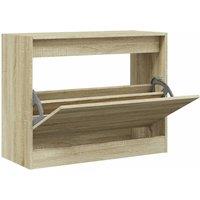 Berkfield Home Shoe Cabinet Sonoma Oak 80x34x63 cm Engineered Wood in Light Brown | Size: 80 x 34 x 63 cm