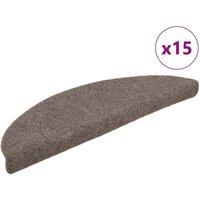 Berkfield Home Self-adhesive Stair Mats 15 pcs Cream 56x17x3 cm Needle Punch in Taupe | Size: Medium