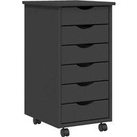 Berkfield Home Rolling Cabinet with Drawers MOSS Grey Solid Wood Pine in Dark Grey