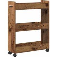 Berkfield Home Rolling Cabinet Old Wood 60x22x79 cm Engineered Wood in Brown | Size: 60 x 22 x 79 cm