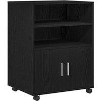 Berkfield Home Rolling Cabinet Black Oak 60x48x81 cm Engineered Wood | Size: 60 x 48 x 81 cm