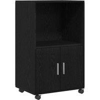 Berkfield Home Rolling Cabinet Black Oak 55x40x91 cm Engineered Wood | Size: 55 x 40 x 91 cm