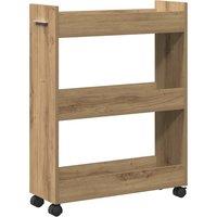 Berkfield Home Rolling Cabinet Artisan Oak 60x22x79 cm Engineered Wood in Brown | Size: 60 x 22 x 79 cm