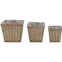 Berkfield Home Raised Bed 3 pcs Wicker with PE Lining in Light Brown