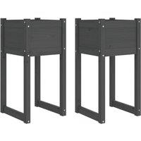 Berkfield Home Planters 2 pcs Grey 40x40x81 cm Solid Wood Pine | Size: 40 x 40 x 81 cm