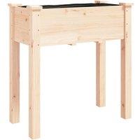 Berkfield Home Planter with Liner 71x37x76 cm Solid Wood Fir in Natural | Size: 71 x 37 x 76 cm