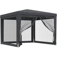 Berkfield Home Party Tent with 4 Mesh Sidewalls Anthracite 3x3 m HDPE in Dark Grey