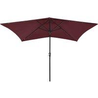 Berkfield Home Parasol with LEDs & Steel Pole Bordeaux Red 2x3 m in Burgundy