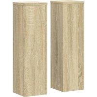 Berkfield Home Plant Stand 2pcs Sonoma Oak 17x17x60 cm Engineered Wood in Light Brown | Size: 17 x 17 x 60 cm