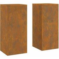Berkfield Home Outdoor Plant Stands Pillar 2 pcs 24x24x55 cm Weathering Steel | Size: 24 x 24 x 55 cm