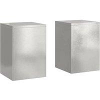 Berkfield Home Outdoor Plant Stands Pillar 2 pcs 24x24x35 cm Stainless Steel in Silver | Size: 24 x 24 x 35 cm