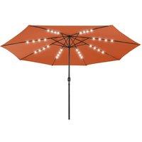 Berkfield Home Outdoor Parasol with LED Lights & Metal Pole 400 cm Terracotta