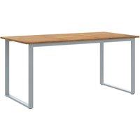 Berkfield Home Outdoor Dining Table Grey 160x80x75 cm Steel&Solid Wood Acacia | Size: 160 x 80 x 75 cm