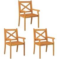 Berkfield Home Outdoor Dining Chairs 3 pcs Solid Wood Acacia in Tan
