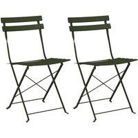 Berkfield Home Outdoor Chairs Dark green Metal Medium Foldable Patio Chair