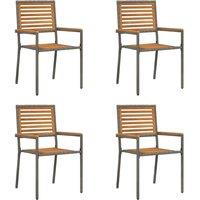 Berkfield Home Outdoor Chairs 4 pcs Grey, Brown PE rattan, Solid acacia wood in Grey