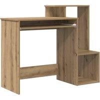 Berkfield Home Oak Computer Desk Artisan Oak Particle board Medium Storage in Brown