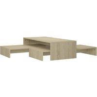Berkfield Home Nesting Coffee Table Set Sonoma Oak 100x100x26.5 cm Engineered Wood in Light Brown