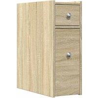 Berkfield Home Narrow Bathroom Cupboard with Wheels Sonoma Oak Engineered Wood in Light Tan