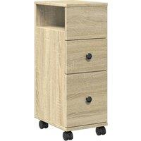 Berkfield Home Narrow Bathroom Cabinet with Wheels Sonoma Oak Engineered Wood in Light Oak