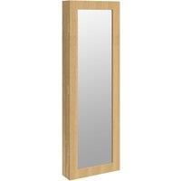 Berkfield Home Mirror Jewellery Cabinet Wall Mounted 30x8.5x90 cm in Light Tan