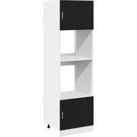 Berkfield Home Microwave Cabinet Black Oak 60x57x207 cm Engineered Wood | Size: 60 x 57 x 207 cm
