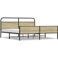 Berkfield Home Metal Bed Frame without Mattress Sonoma Oak 200x200 cm in Light Tan